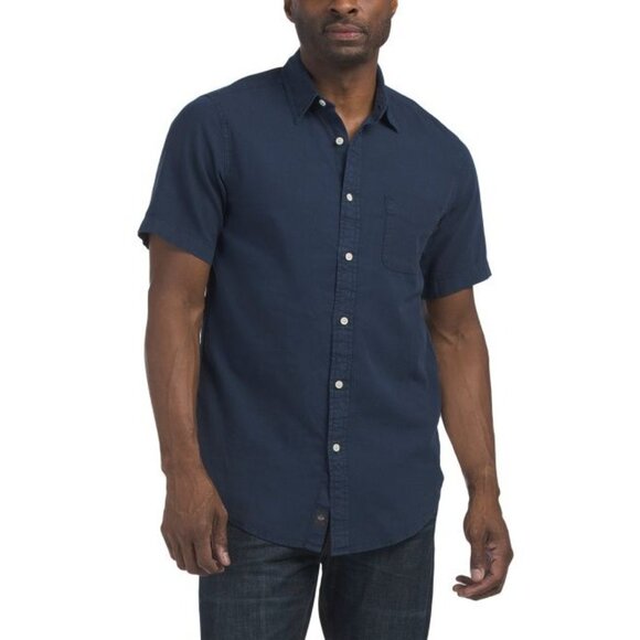 Dockers Original Linen Button Up Shirt in Navy‎ Blazer - Blue - Size XL - Picture 1 of 8